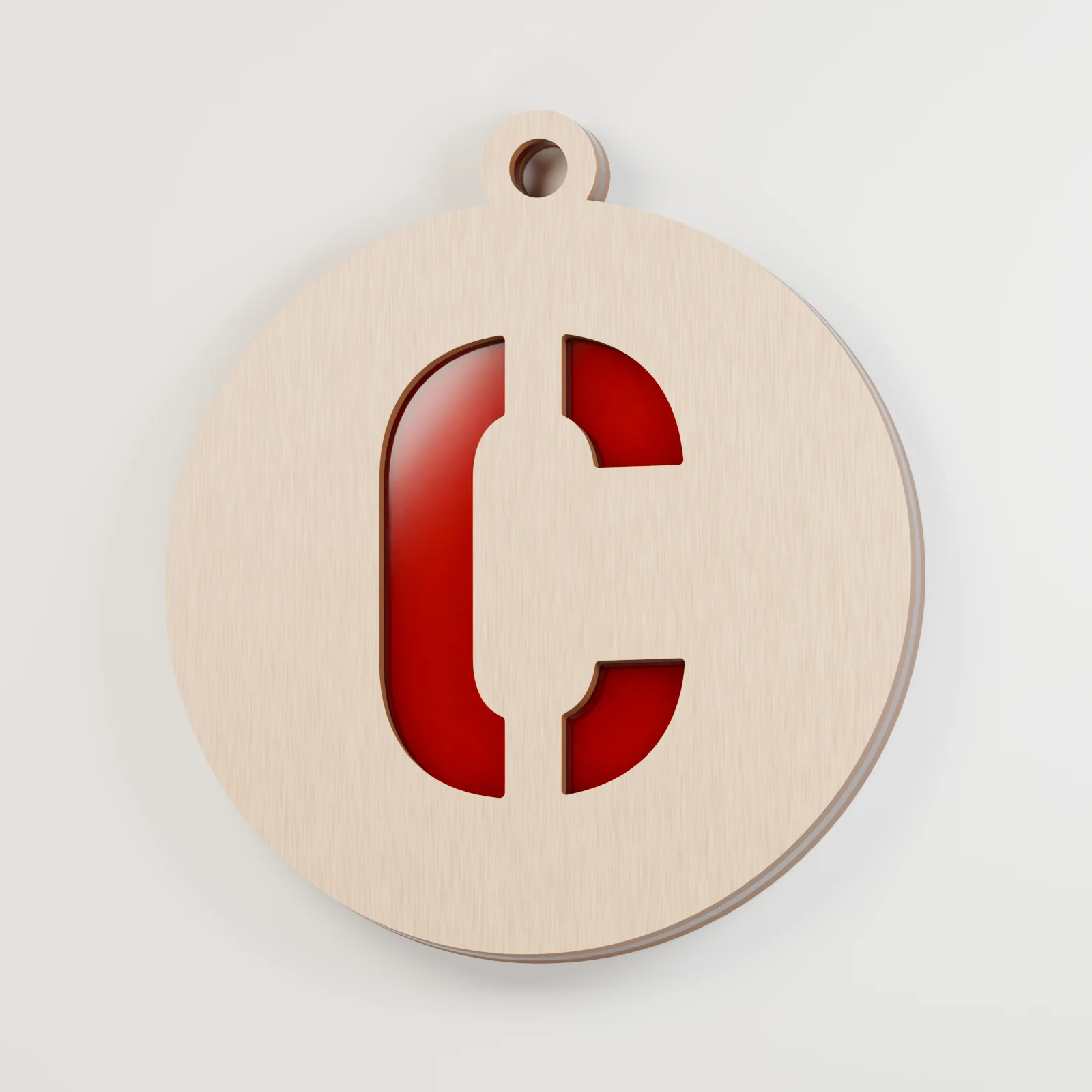 Letter C decoration — red acrylic