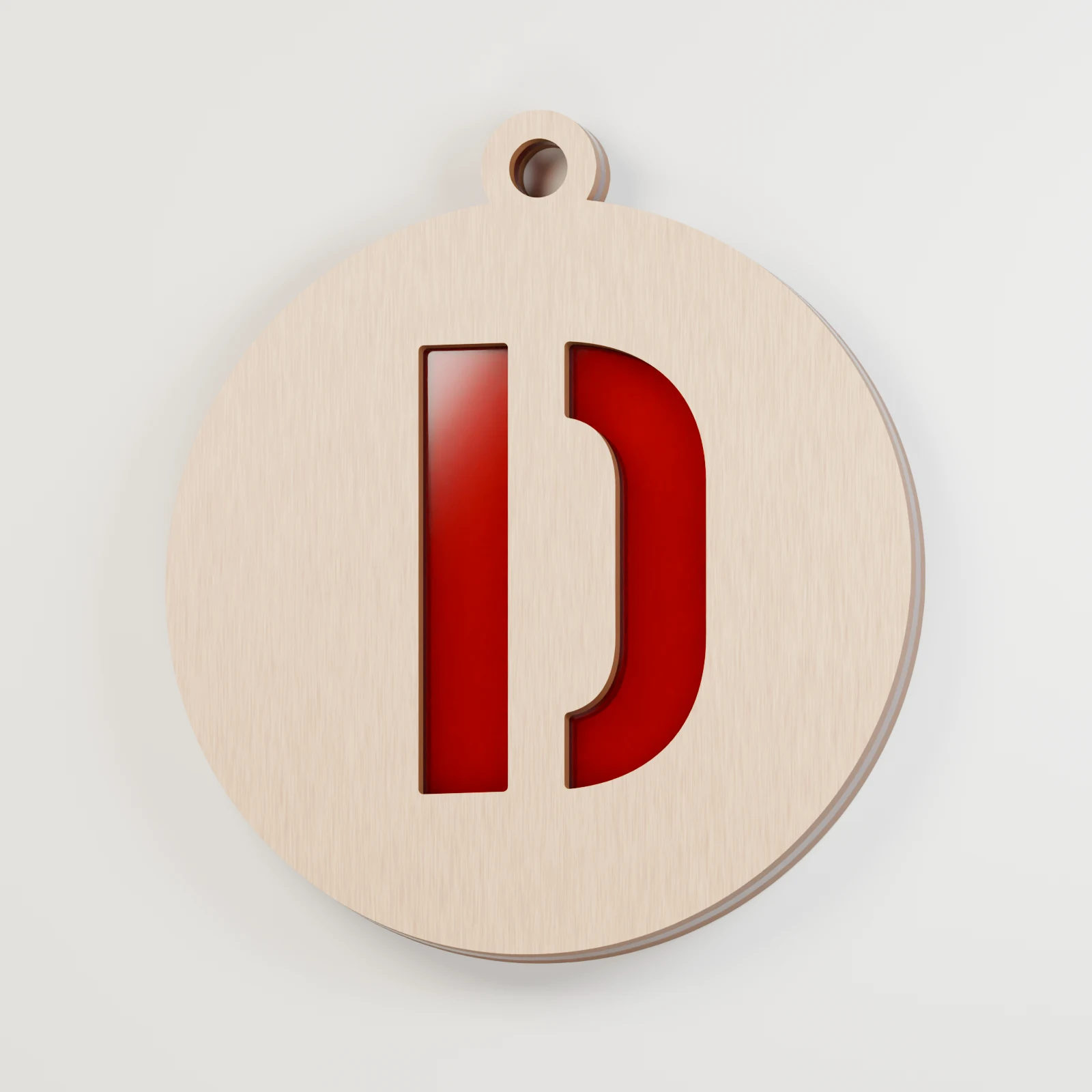 Letter D decoration — red acrylic