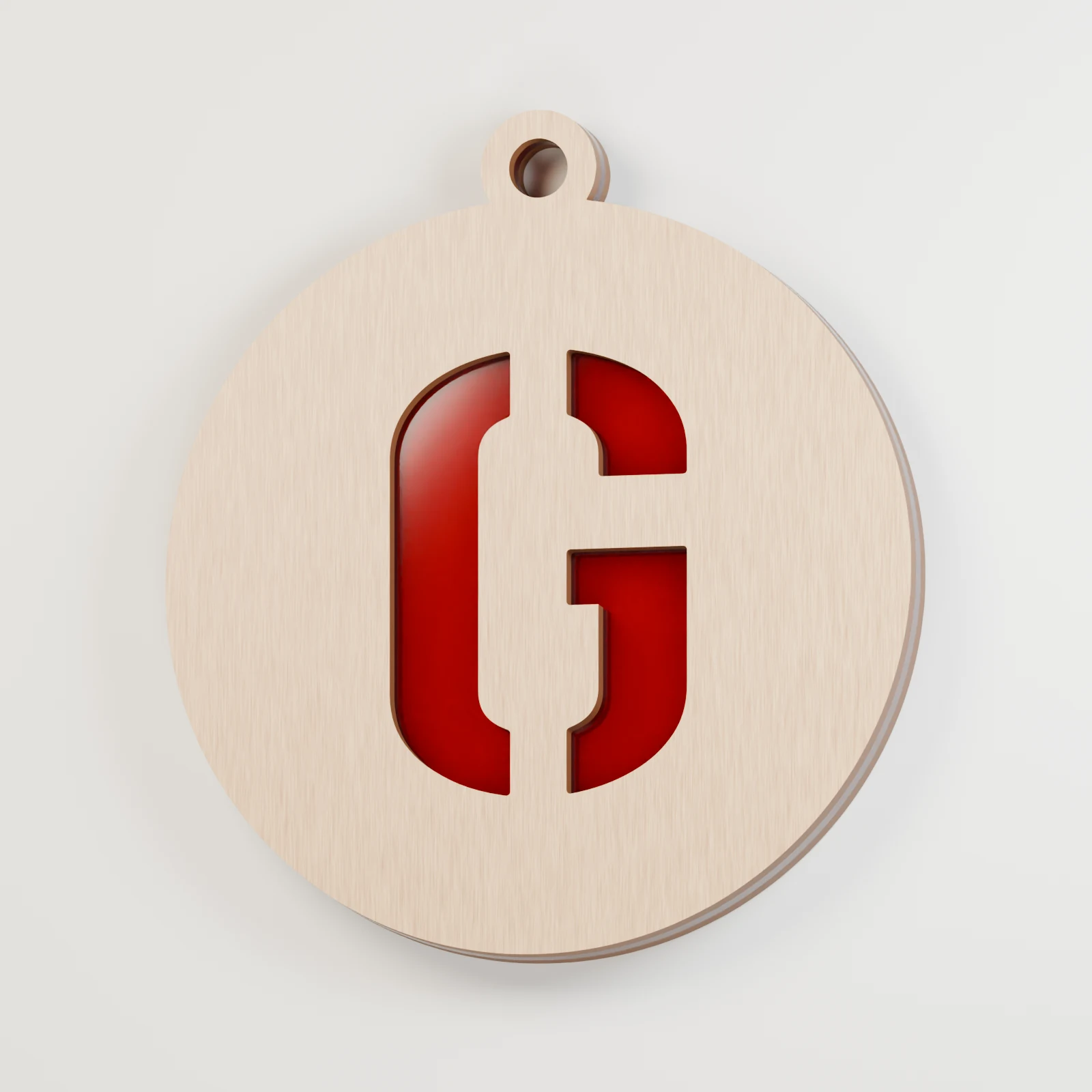 Letter G decoration — red acrylic