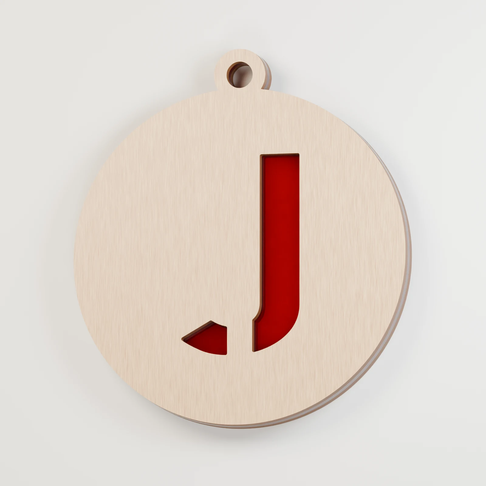 Letter J decoration — red acrylic