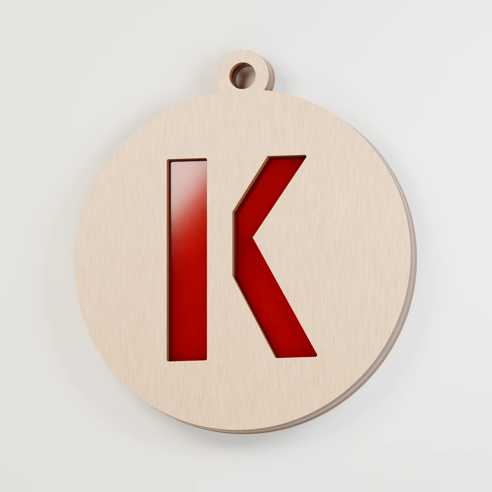 Letter K decoration — red acrylic