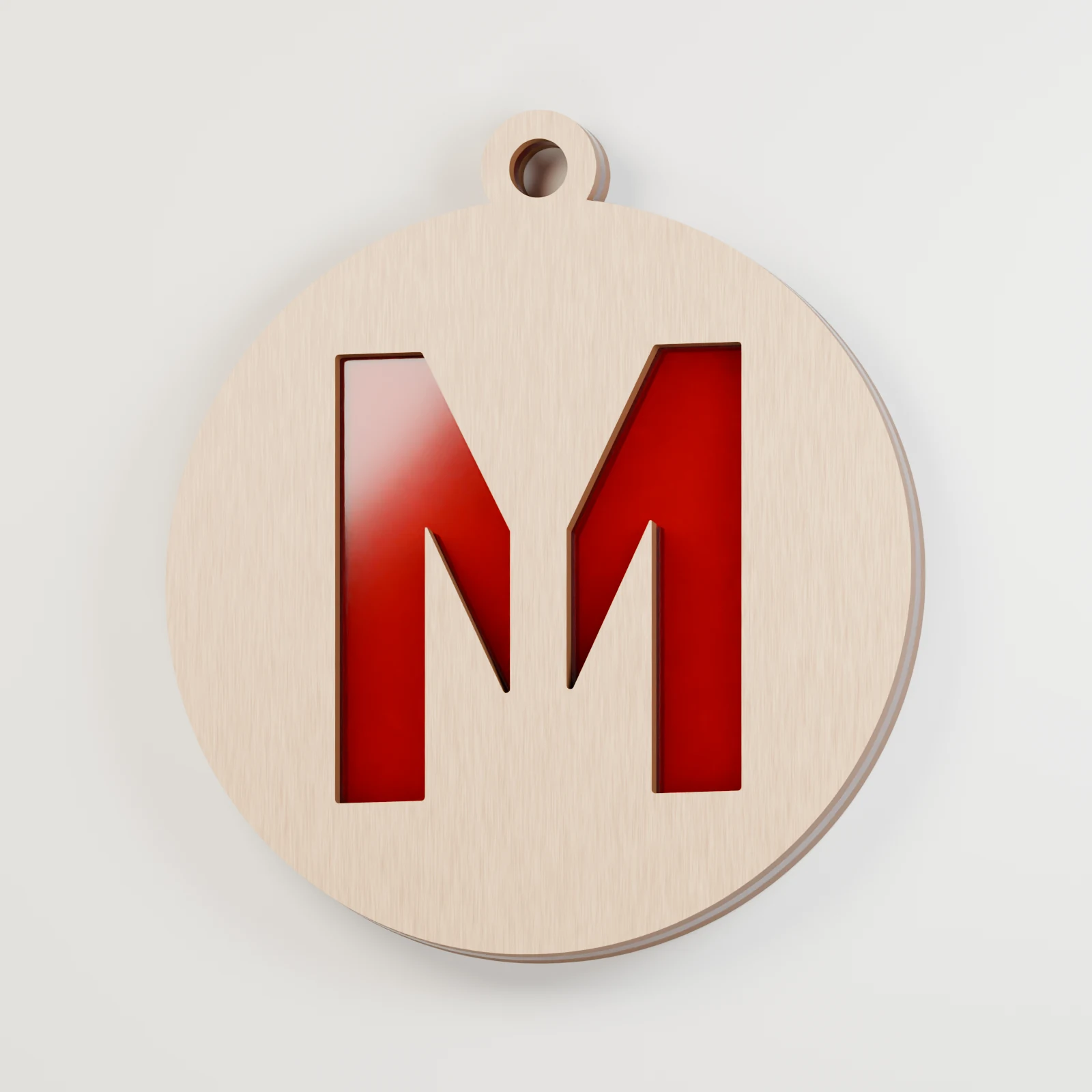 Letter M decoration — red acrylic