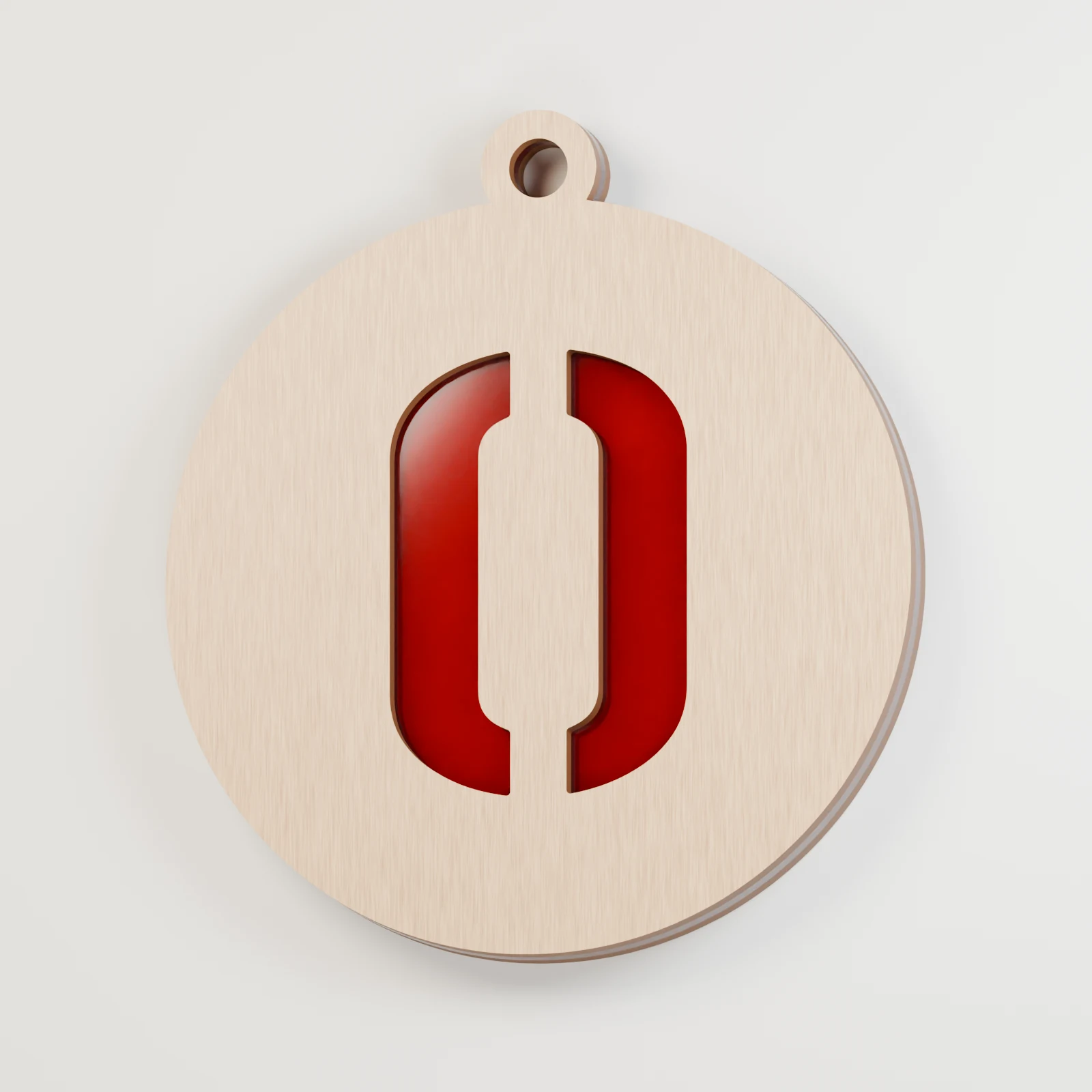 Letter O decoration — red acrylic