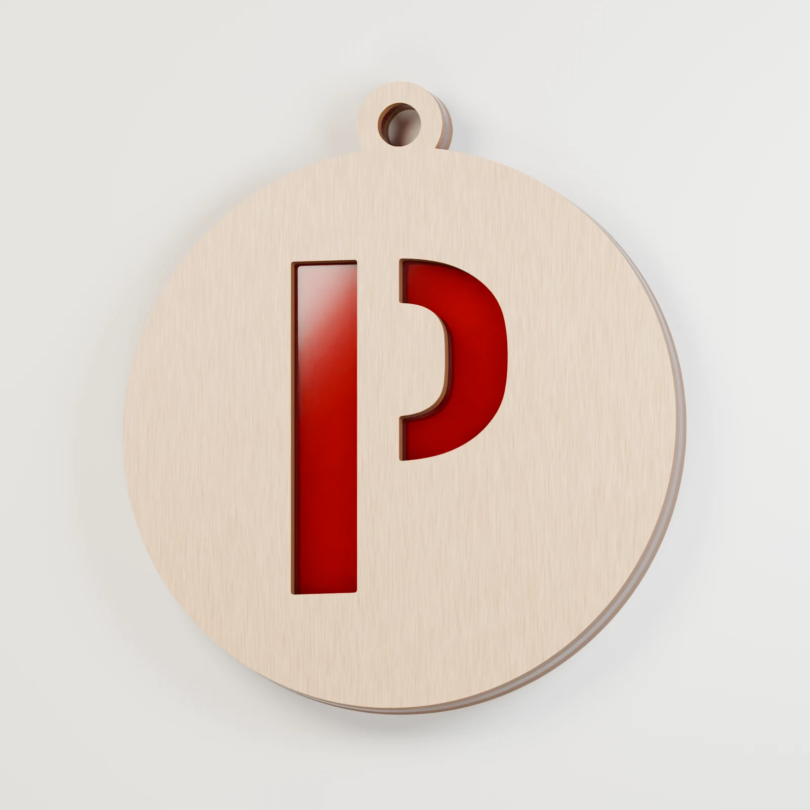 Letter P decoration — red acrylic