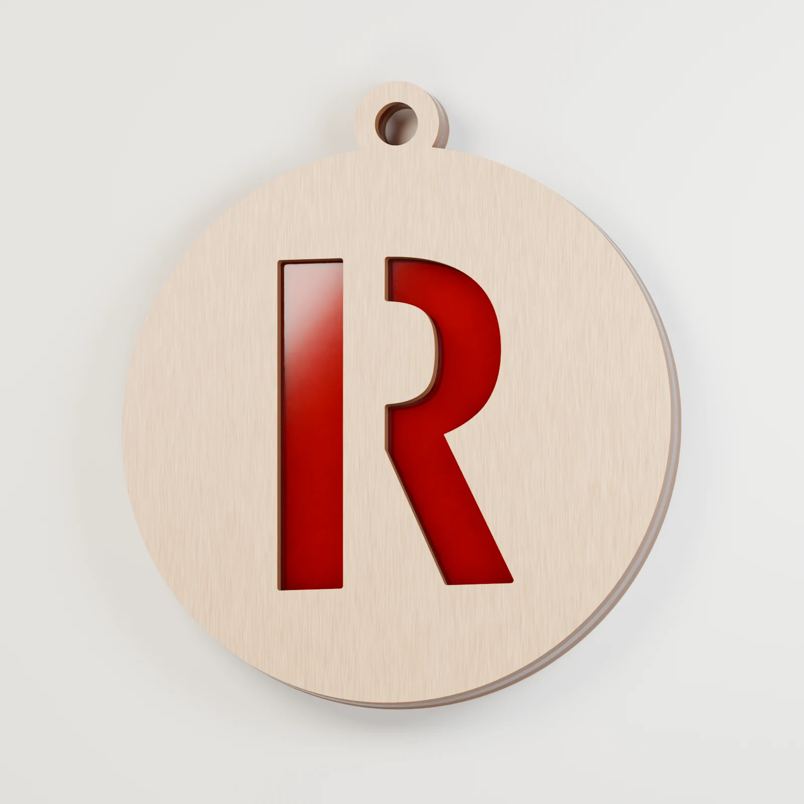 Letter R decoration — red acrylic