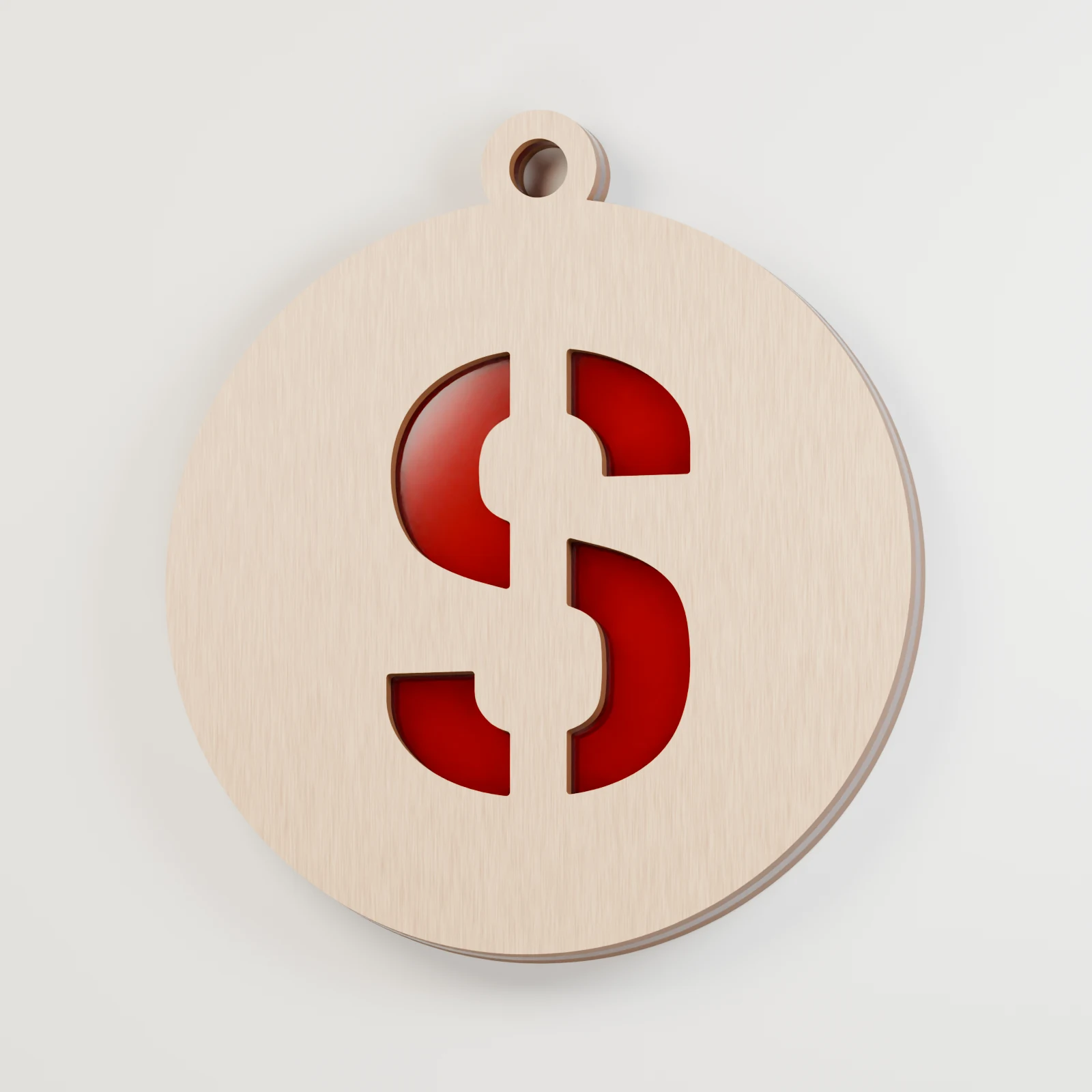 Letter S decoration — red acrylic