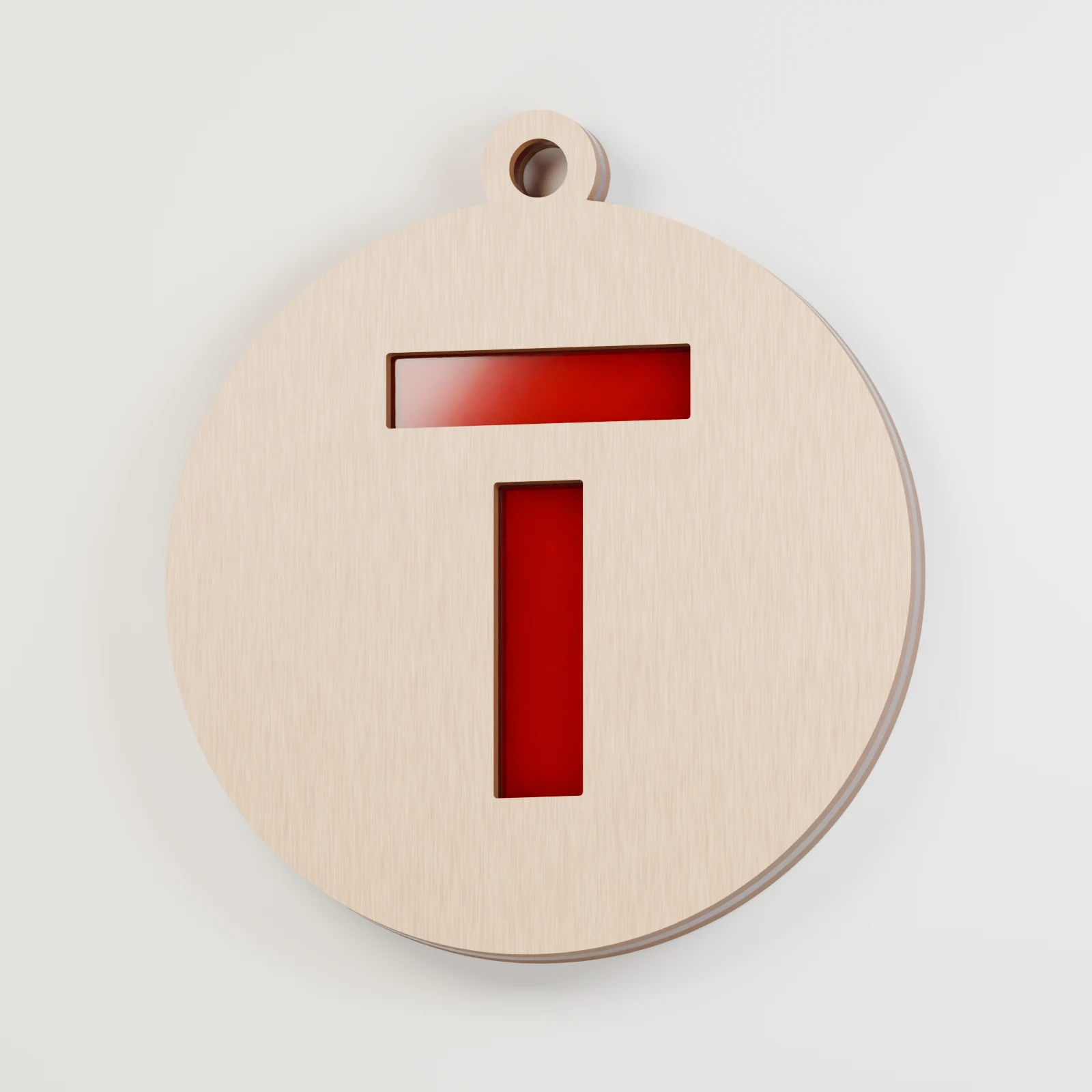 Letter T decoration — red acrylic