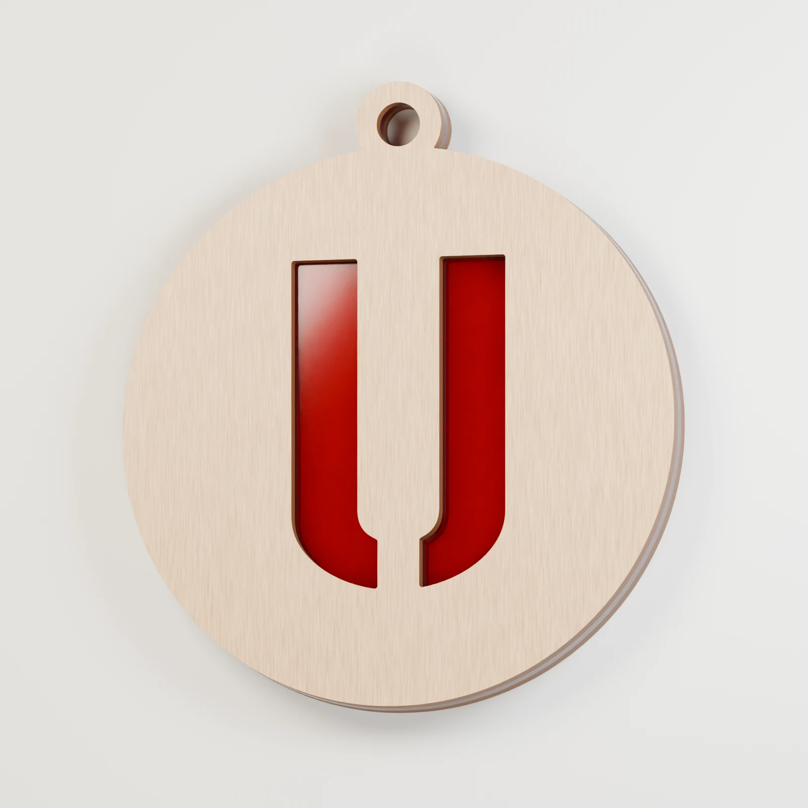 Letter U decoration — red acrylic