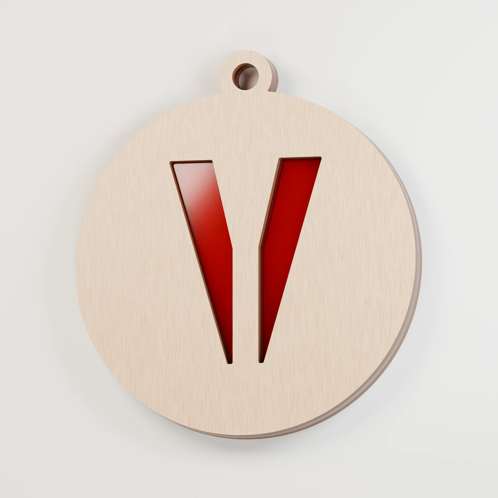 Letter V decoration — red acrylic