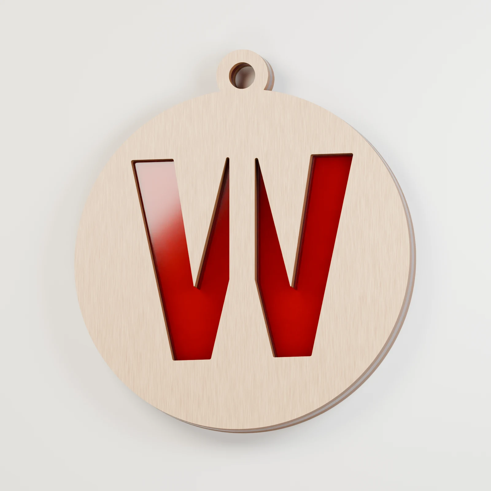 Letter W decoration — red acrylic