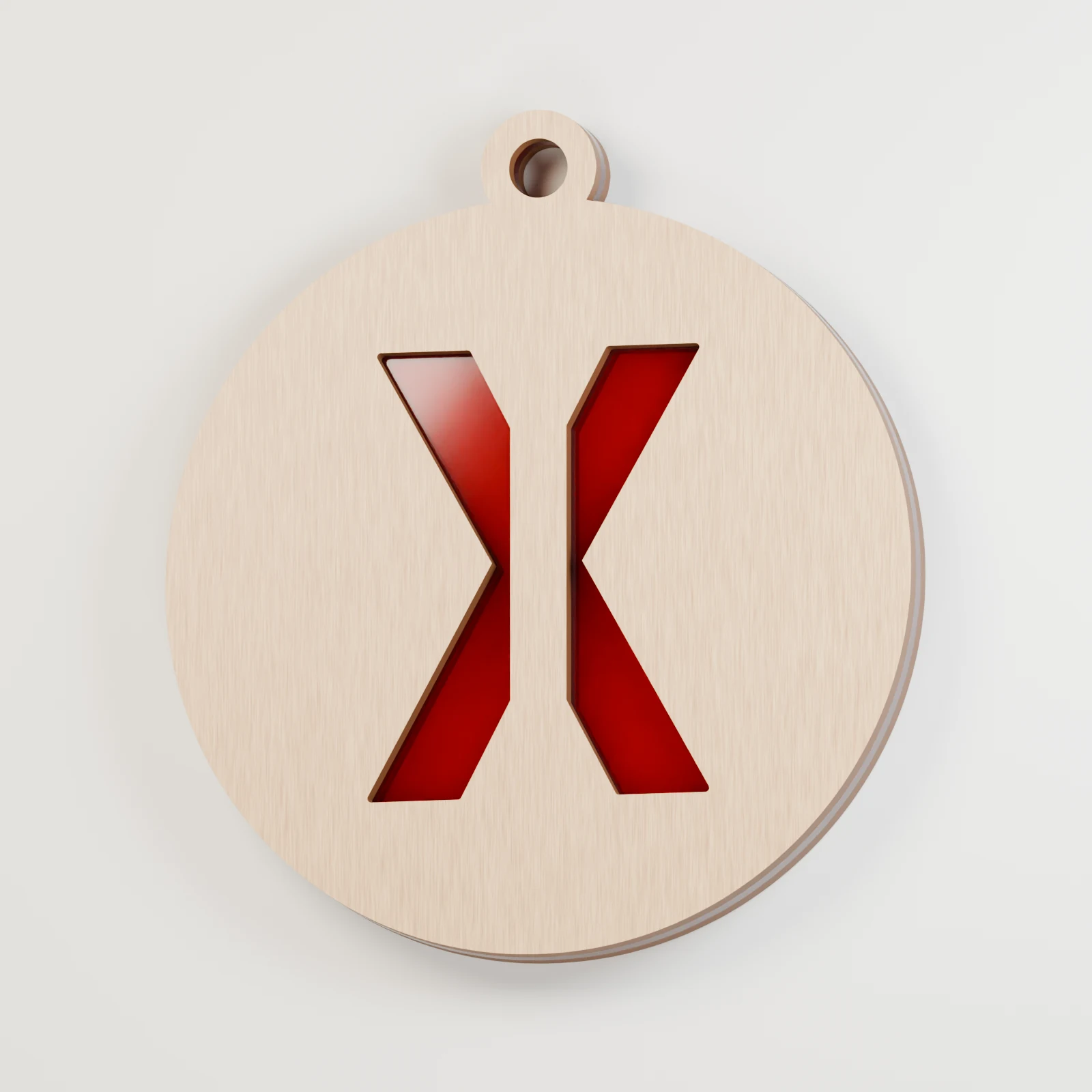 Letter X decoration — red acrylic