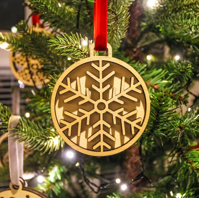 Sparkling Snow Wood handmade Christmas decoration